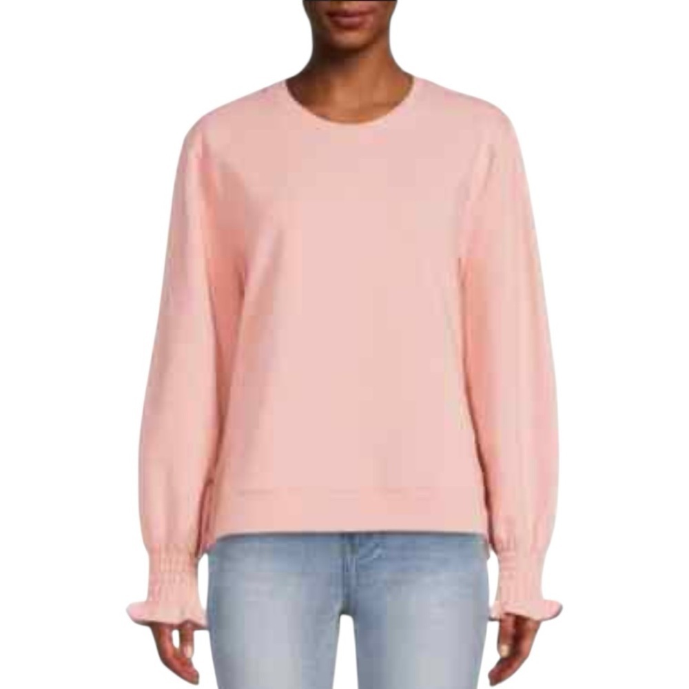 Time and Tru Blush Pink Scalloped Sleeved Sweatshirt M 8 - 10